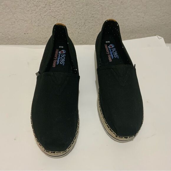 New BOBS From Skechers Women's Size 10 Shoe with Memory Foam Black Canvas Flats - Picture 6 of 12